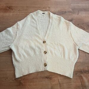 Free People Cream Knit Cardigan Sweater Button-Up S